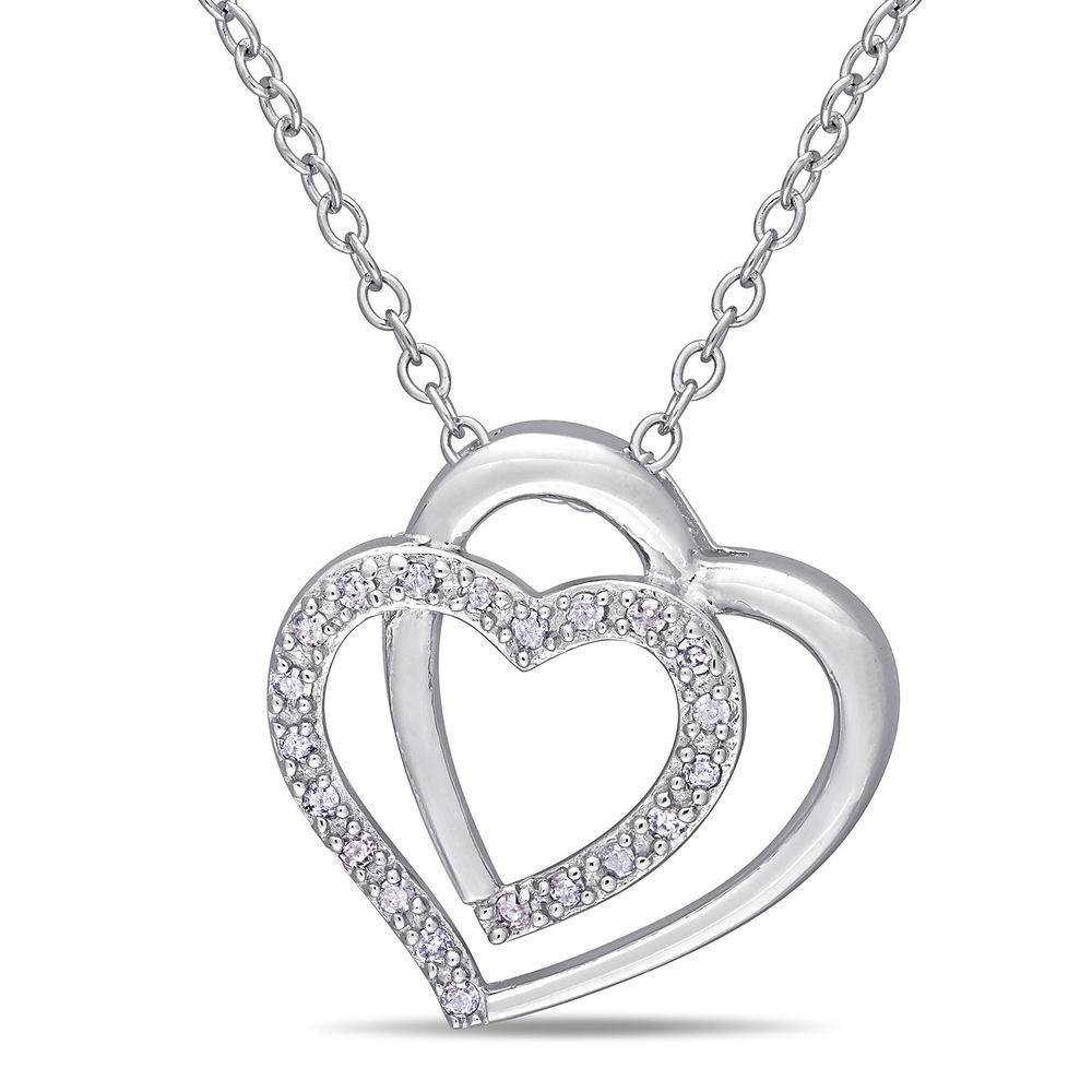 1/10 CT. T.W. Diamond Doble Heart Pendant in Sterling Silver product photo