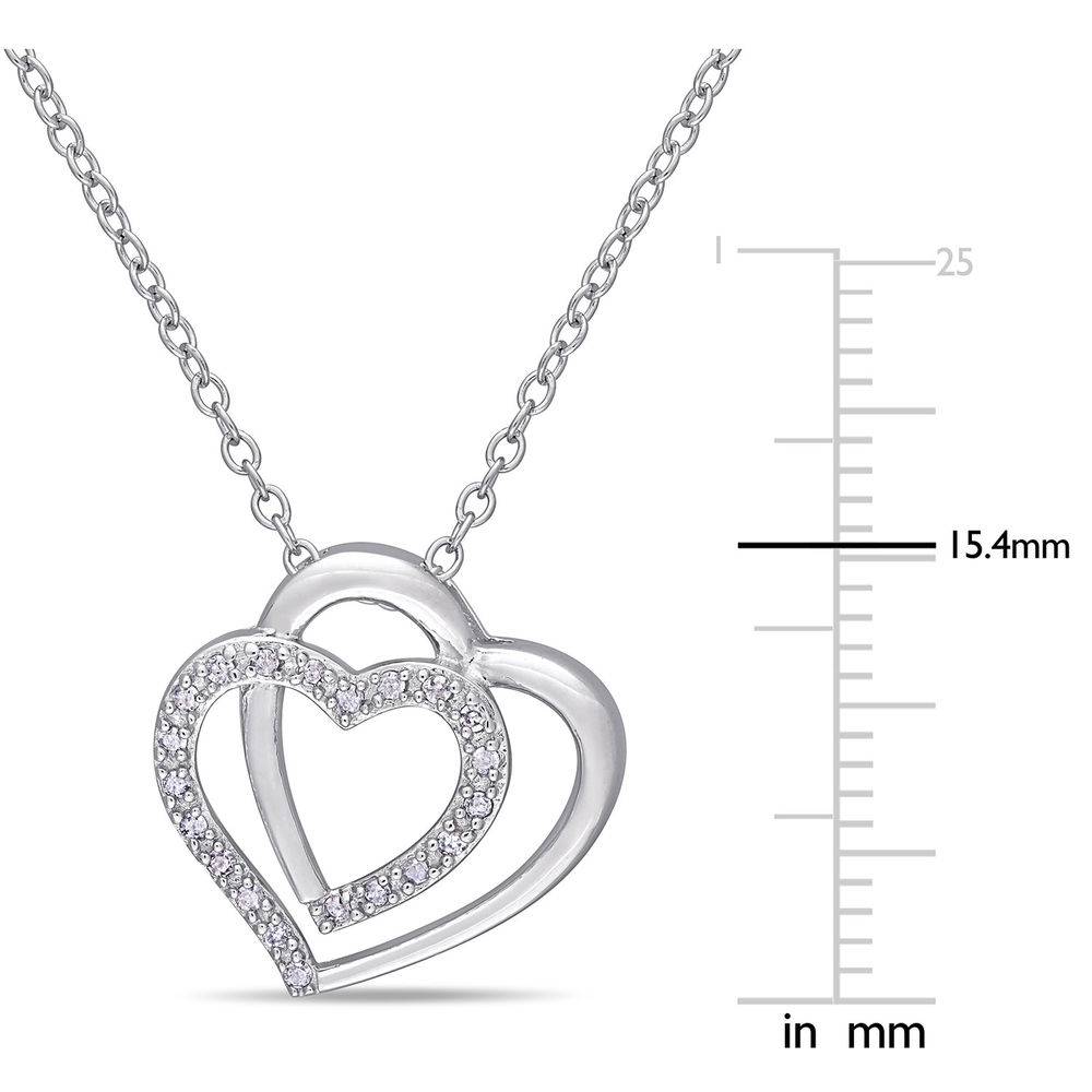1/10 CT. T.W. Diamond Doble Heart Pendant in Sterling Silver product photo