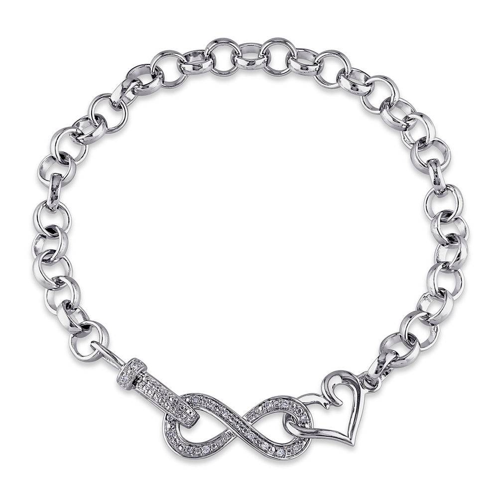 1/10 CT. T.W. Diamond Forever Love Bracelet in Sterling Silver product photo
