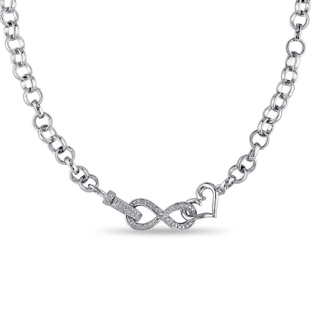 1/10 CT. T.W. Diamond Forever Love Necklace in Sterling Silver product photo