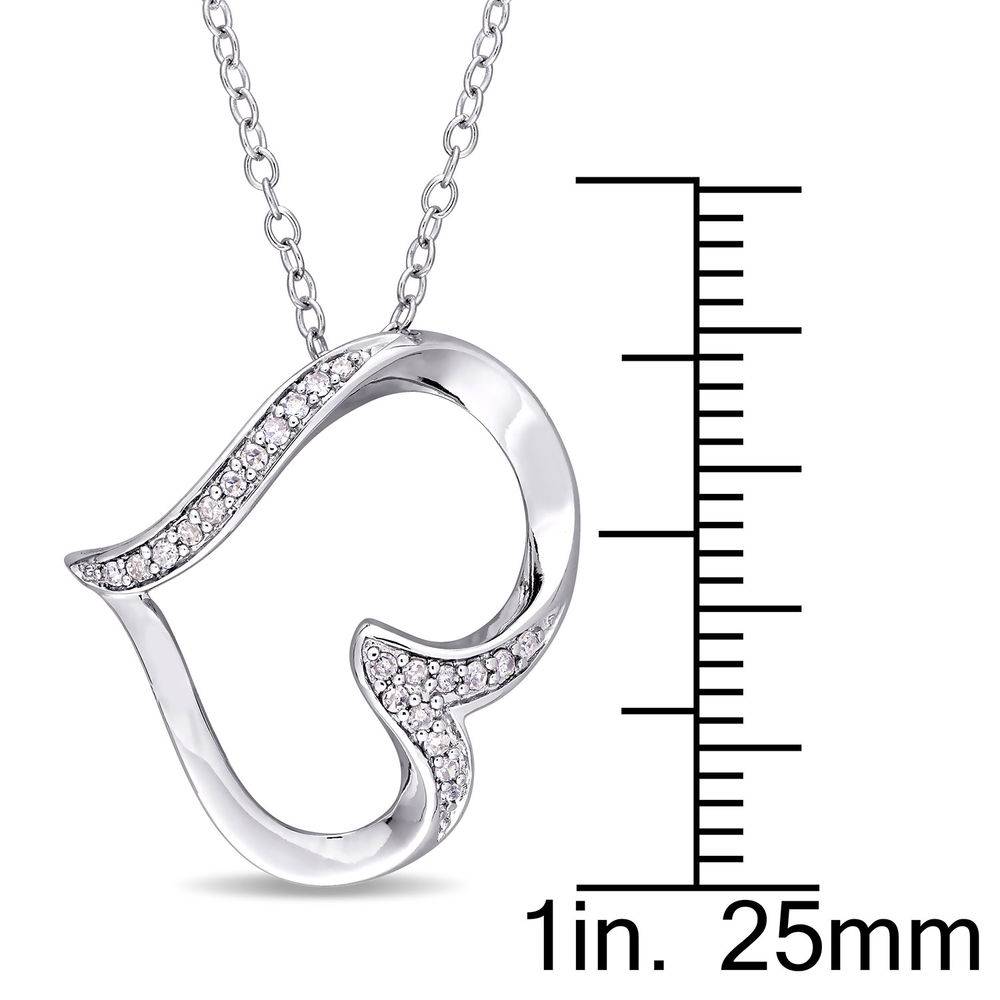1/10 CT. T.W. Diamond Hanging Heart Necklace in Sterling Silver product photo