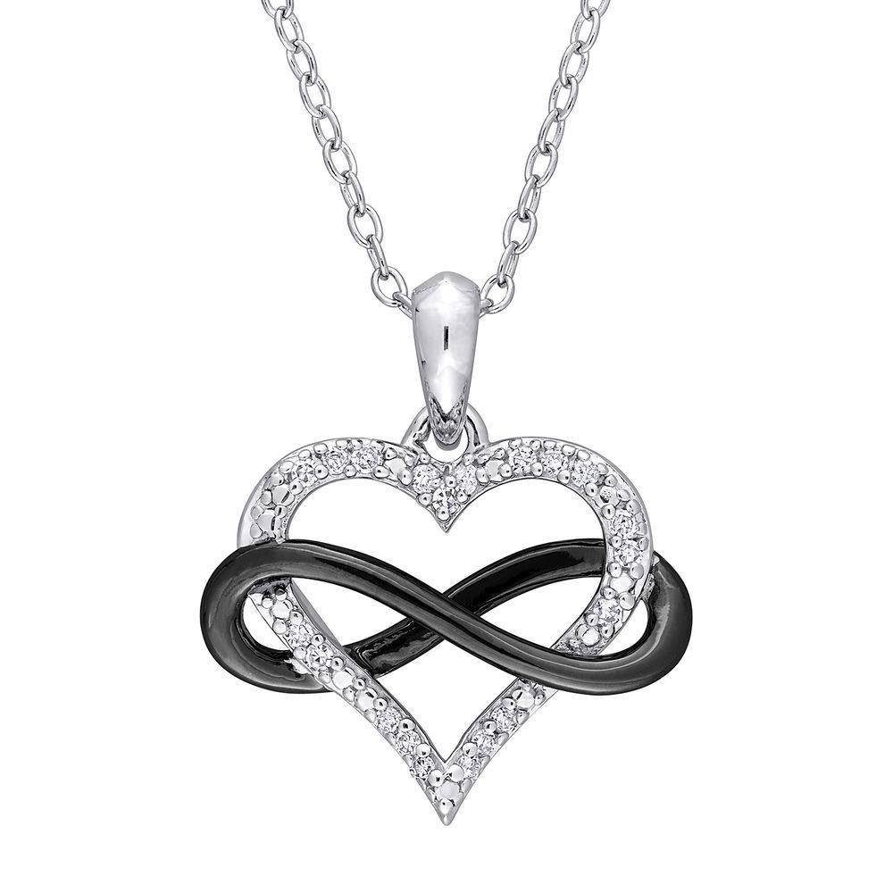 1/10 CT. T.W. Diamond Heart Pendant in Sterling Silver with Black product photo