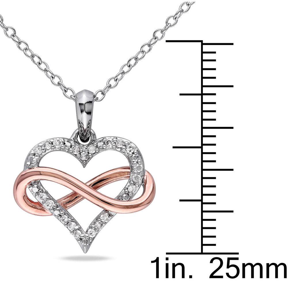 1/10 CT. T.W. Diamond Heart Pendant in Sterling Silver with Rose Gold Plated Infinity Interlocked product photo