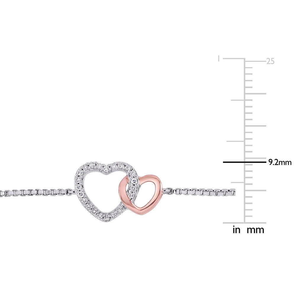 1/10 CT. T.W. Diamond Interlocked Hearts Bolo Bracelet in Sterling Silver and Rose Gold Plated product photo