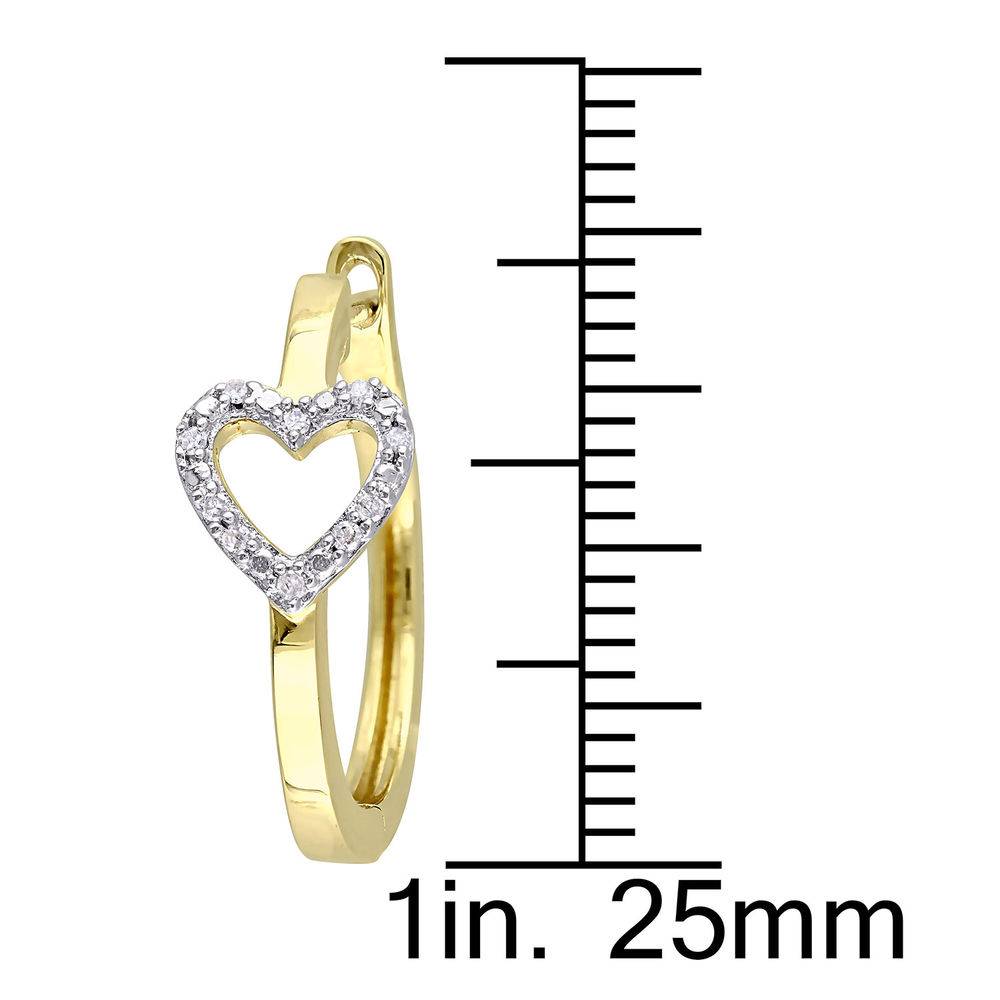 1/10 CT. T.W. Diamond Mini Heart Hoop Earrings in Gold Plated Sterling Silver-3 product photo