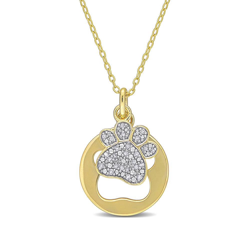 1/10 CT. T.W. Diamond Paw Necklace in Gold Plated Sterling Silver product photo