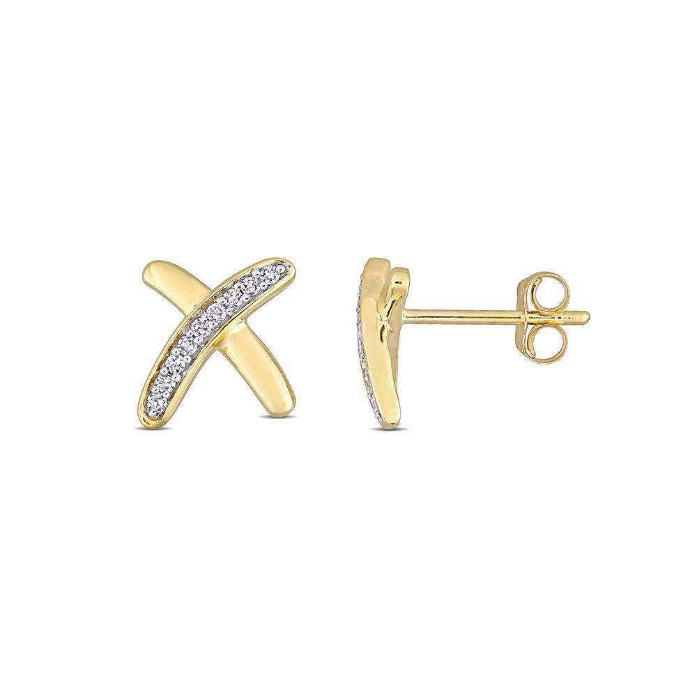 1/10 CT. T.W. Diamond X Stud Earrings in 10k Yellow Gold product photo