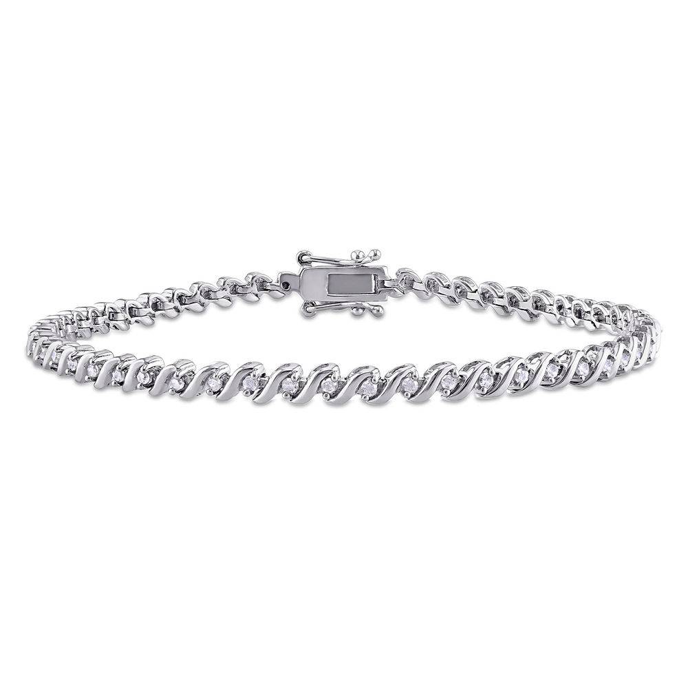 1/2 CT TW Diamond Tennis Bracelet in Sterling Silver product photo