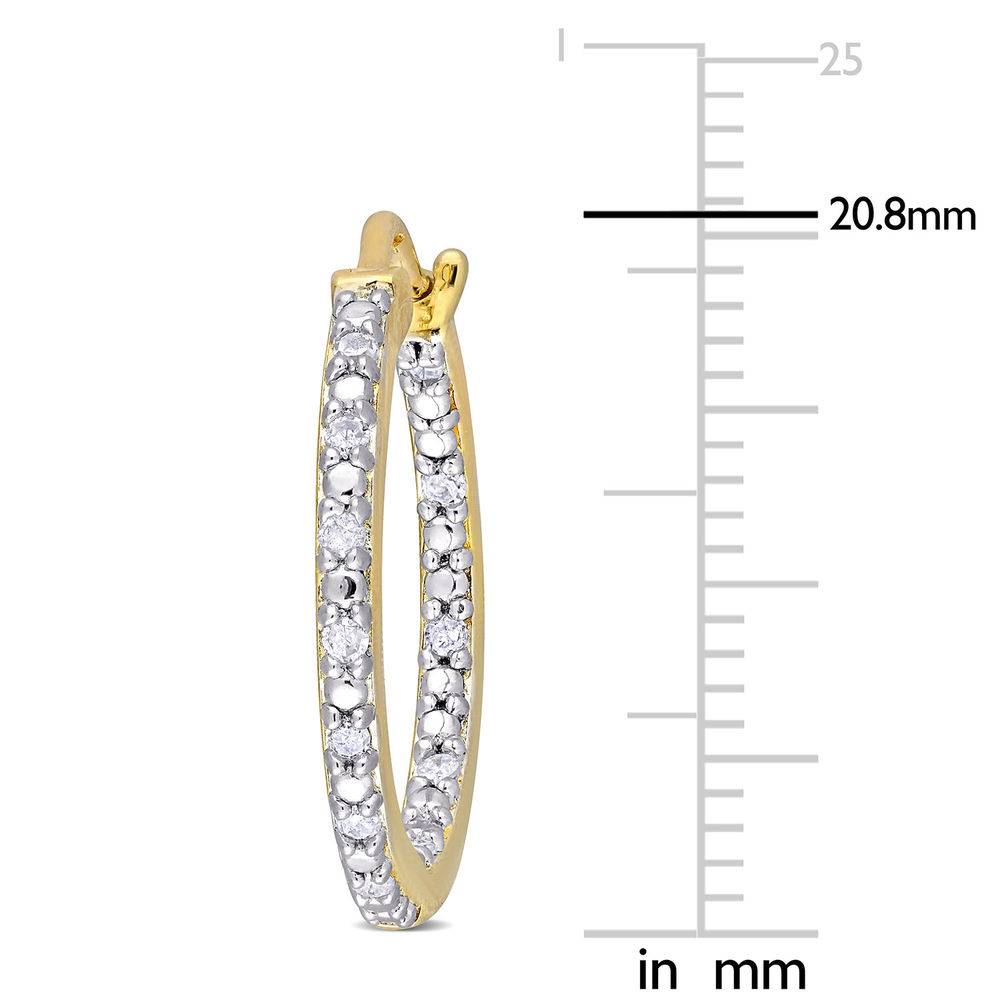 1/4 CT. T.W. Diamond Inside-Out Hoop Earrings in Gold Plated Sterling Silver-4 product photo