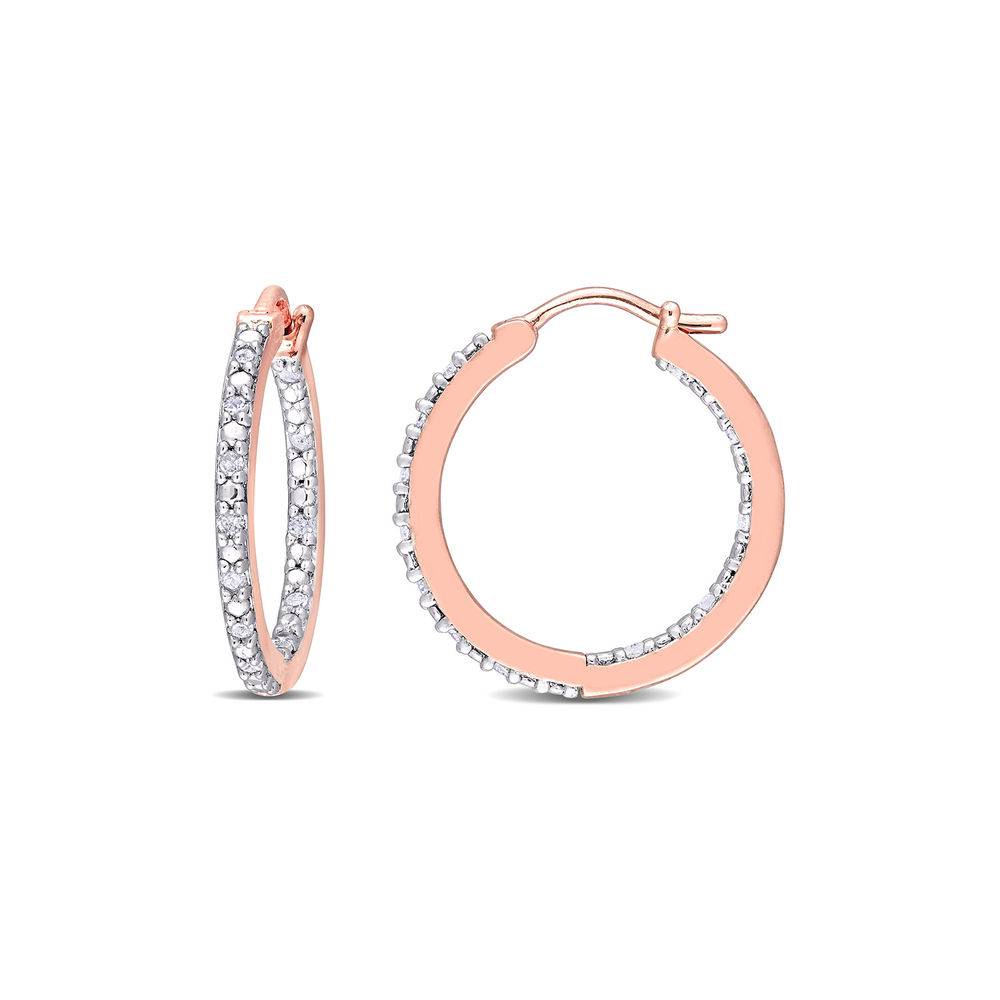 1/4 CT. T.W. Diamond Inside-Out Hoop Earrings in Rose Gold Plated Sterling Silver-1 product photo