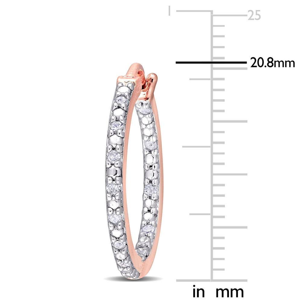 1/4 CT. T.W. Diamond Inside-Out Hoop Earrings in Rose Gold Plated Sterling Silver-4 product photo