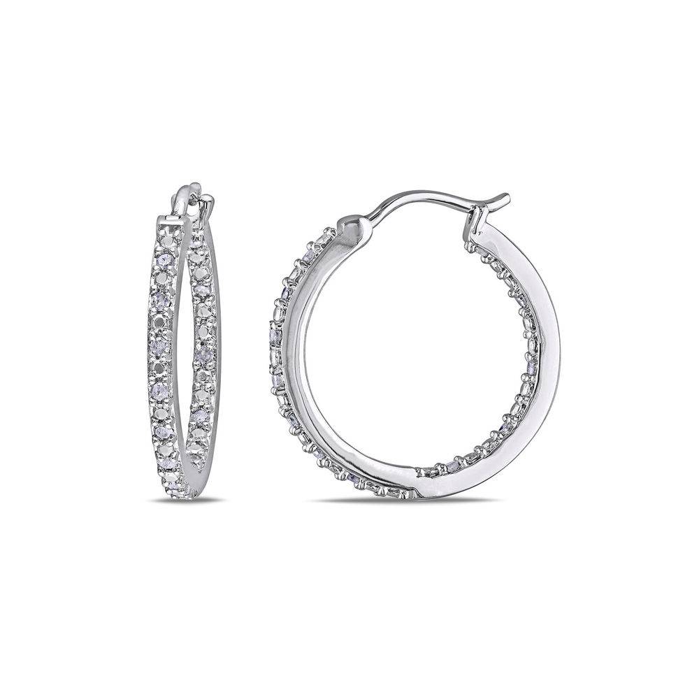 1/4 CT. T.W. Diamond Inside-Out Hoop Earrings in Sterling Silver product photo