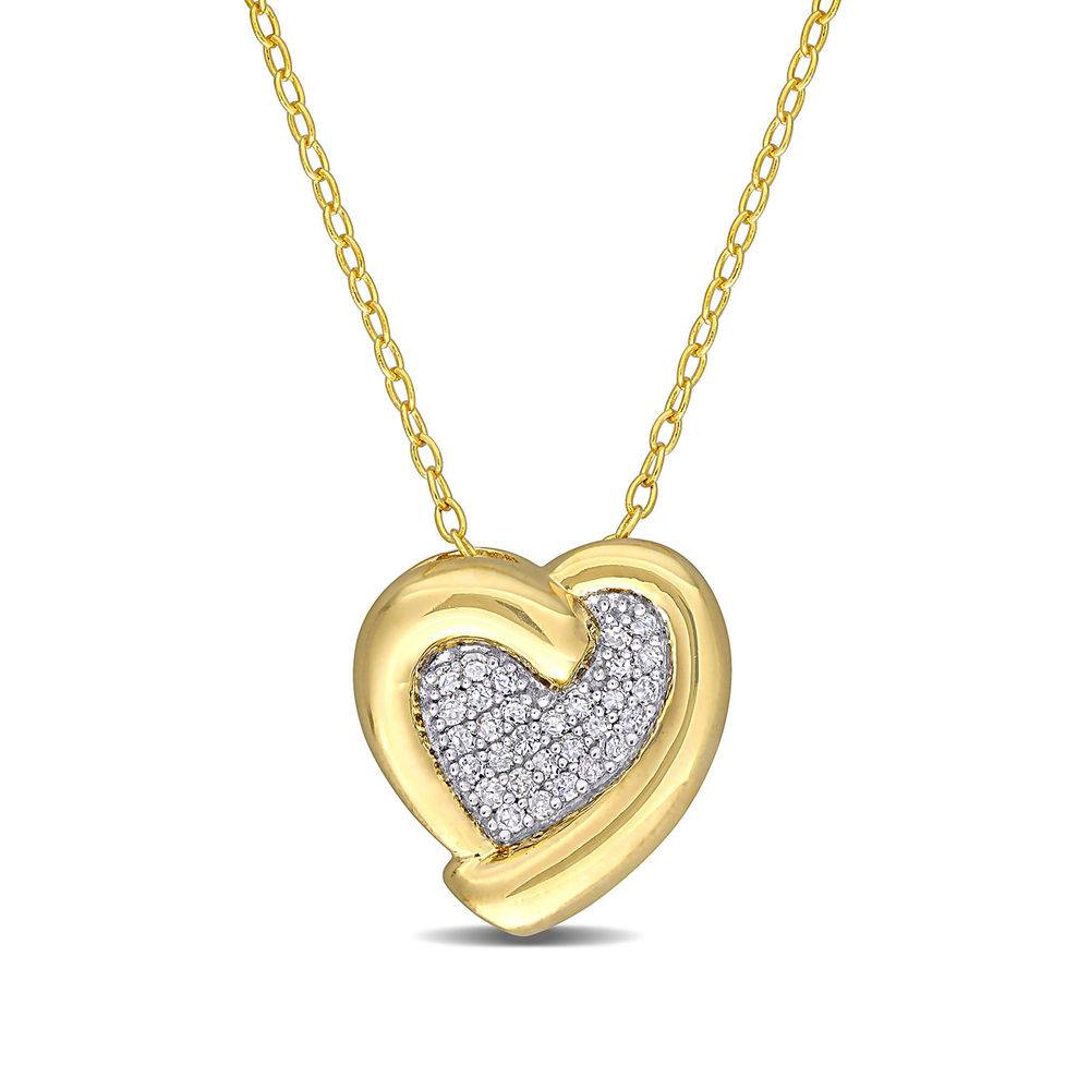 Lab Grown Diamond Heart Necklace in Gold Plated Sterling Silver-1 product photo