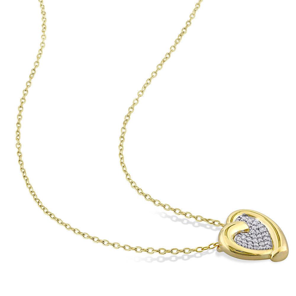 Lab Grown Diamond Heart Necklace in Gold Plated Sterling Silver-6 product photo