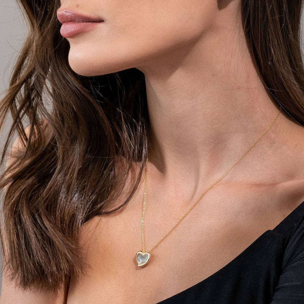 Lab Grown Diamond Heart Necklace in Gold Plated Sterling Silver-2 product photo