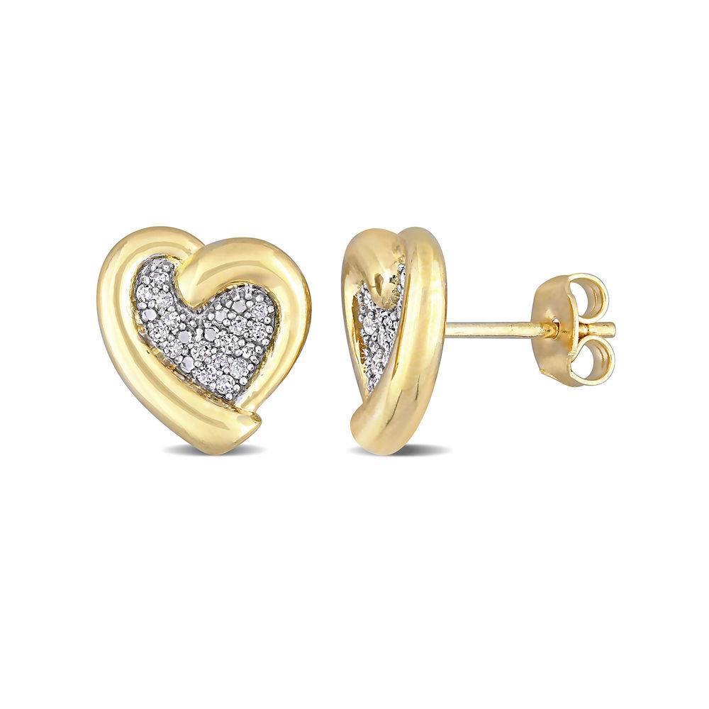 1/6 CT. T.W. Diamond Heart Stud Earrings in Gold Plated Sterling Silver-1 product photo