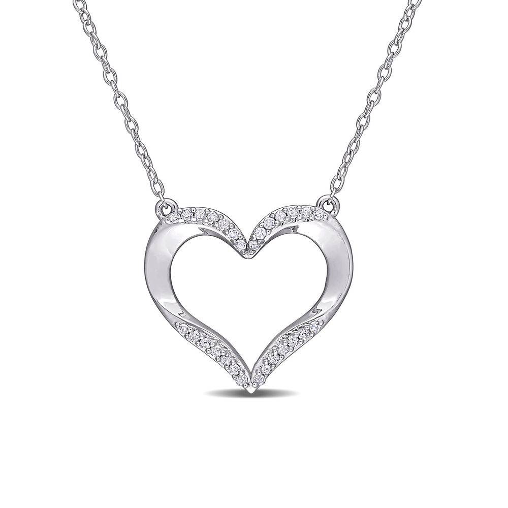 Lab Diamond Heart Necklace Pendant in Sterling Silver product photo