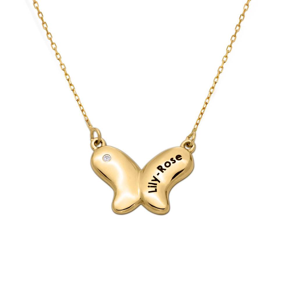 10ct Gold Butterfly Necklace for Girls with Cubic Zirconia-2 product photo