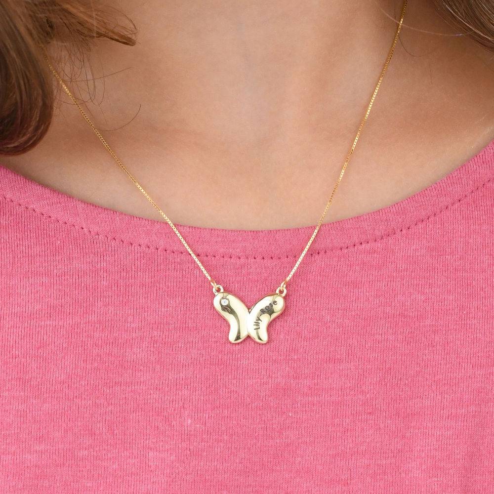 10ct Gold Butterfly Necklace for Girls with Cubic Zirconia-1 product photo