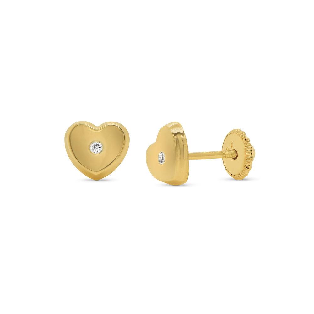 Boucles d'oreilles clou en forme de cœur en Or Jaune 10 carats photo du produit