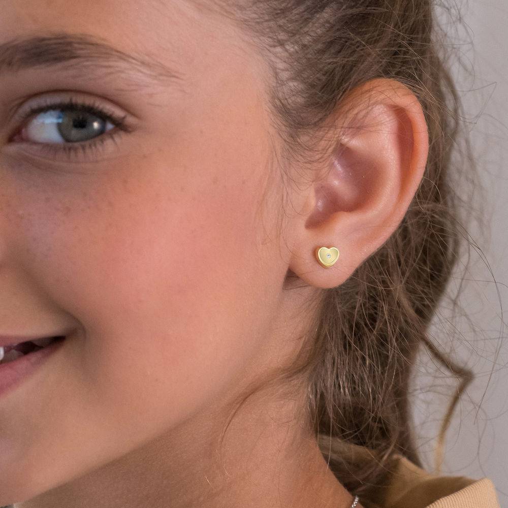 Boucles d'oreilles clou en forme de cœur en Or Jaune 10 carats-1 photo du produit