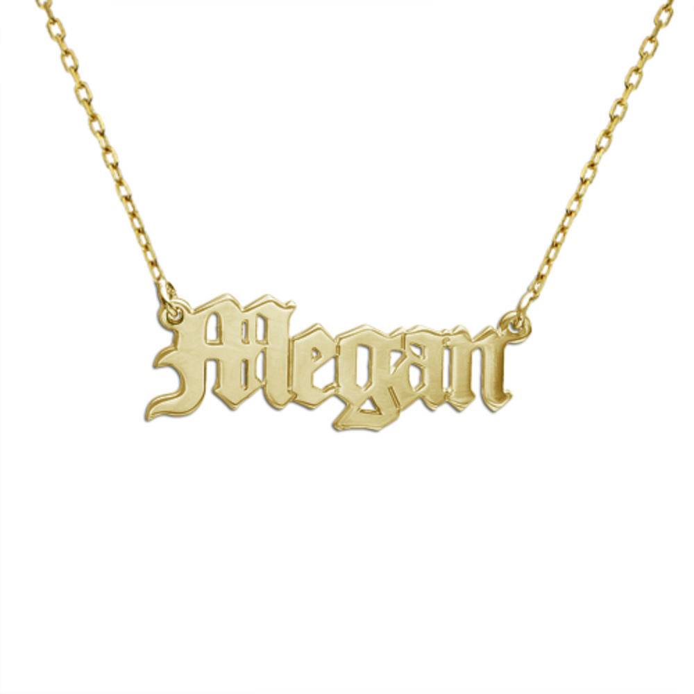 Old English Style Gothic Personalised Name Necklace in 10ct Gold-3 product photo