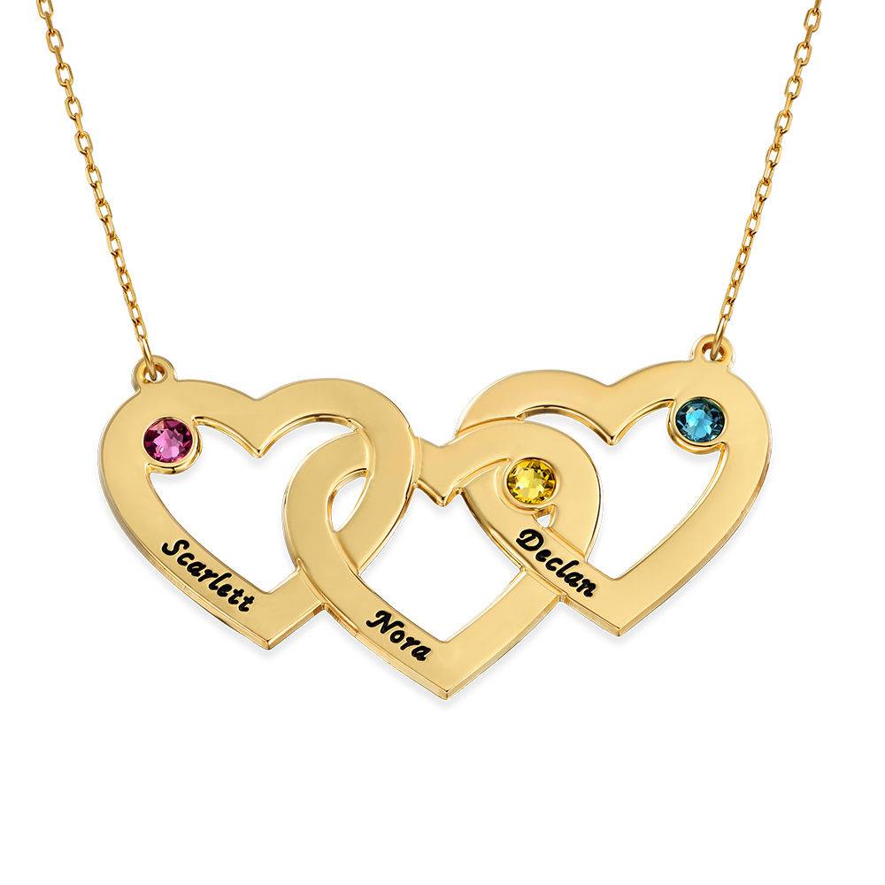 Collar Triple Corazón entrelazado con piedras en oro de 10K foto de producto