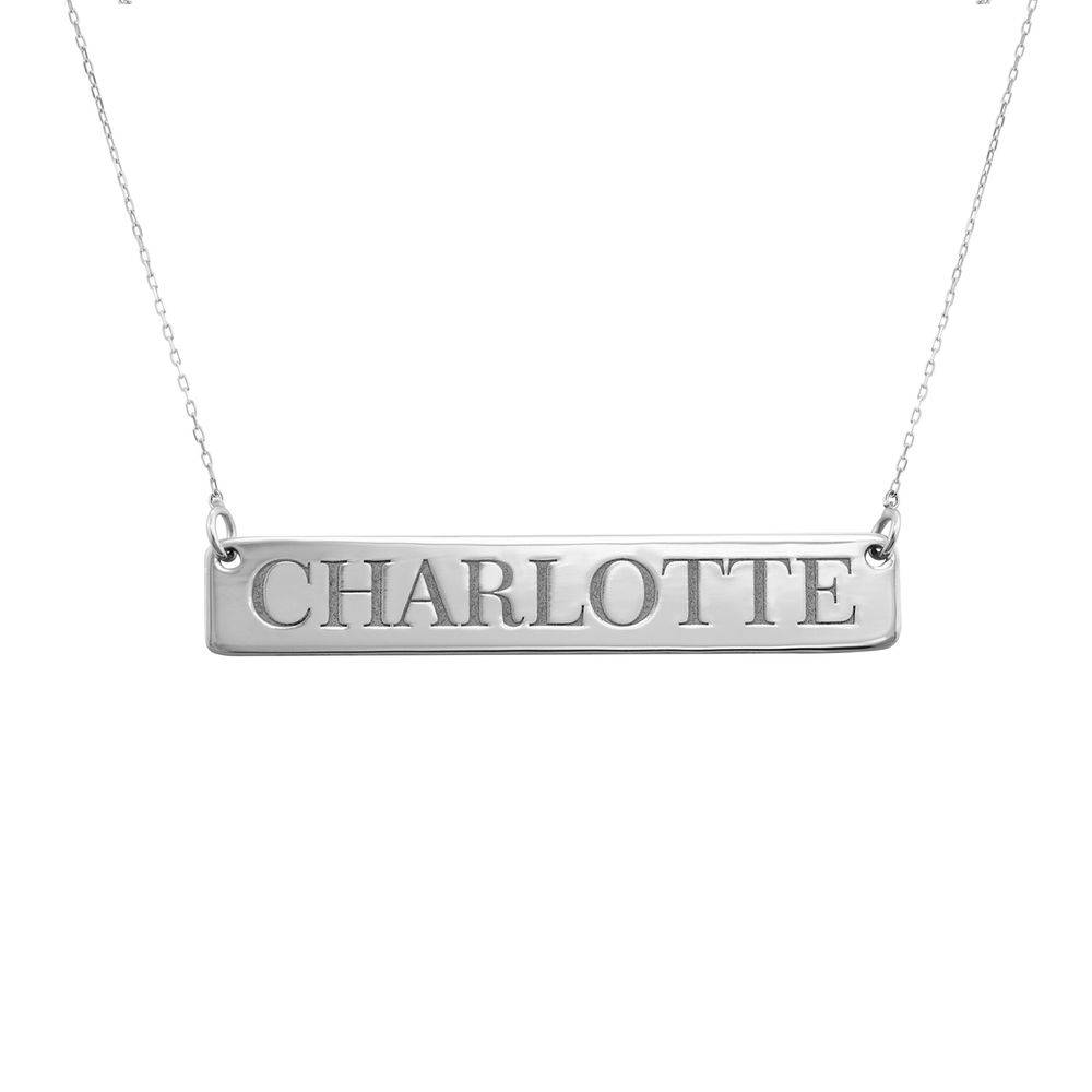 Engraved Bar Necklace in 10ct White Gold-2 product photo