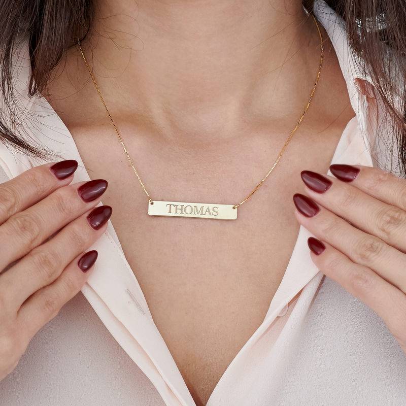 10ct Yellow Gold Engraved Bar Necklace-3 product photo