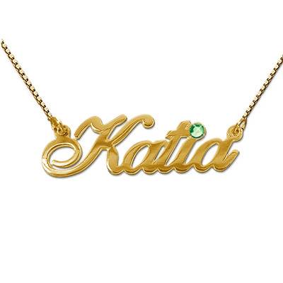14ct Gold and Birthstone Name Necklace product photo