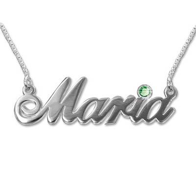 Name Necklace with Birthstone in 14ct White Gold-1 product photo