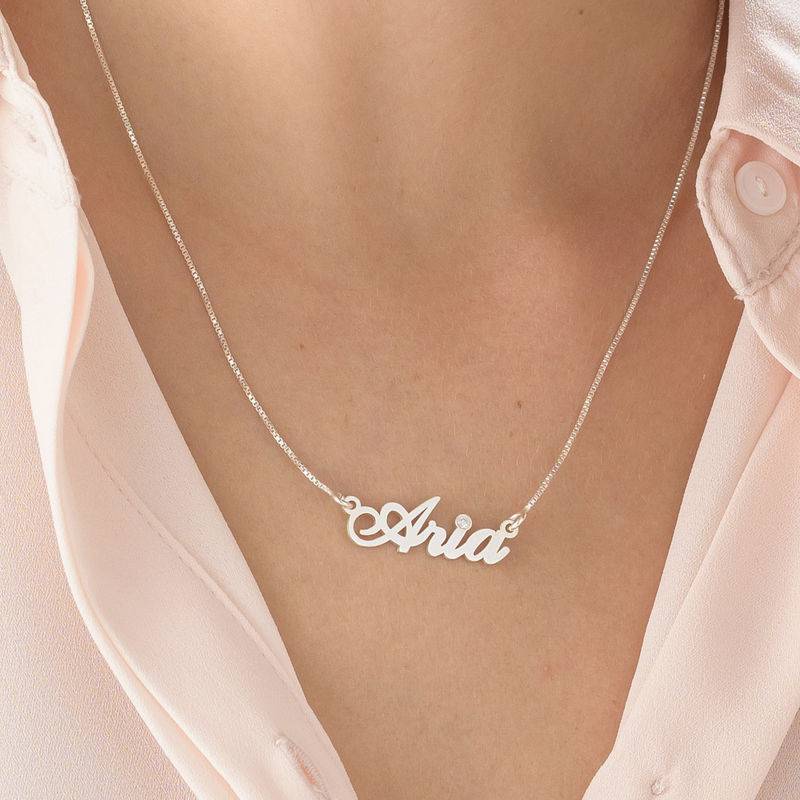Name Necklace with Diamond in 14ct White Gold-2 product photo