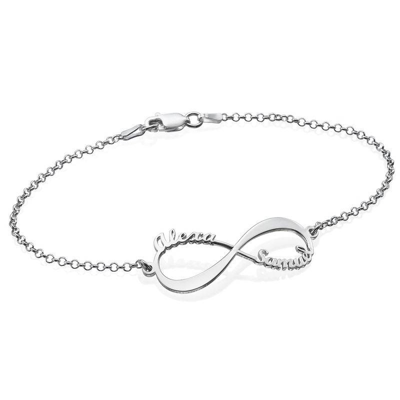 14ct White Gold Infinity Bracelet with Names product photo