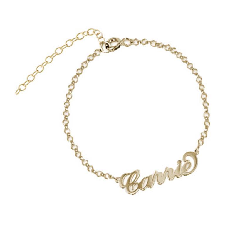 Silver "Carrie" Name Bracelet / Anklet in 18ct Gold Plating-1 product photo