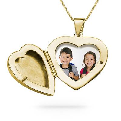 Gold Plated Engraved Necklace with Heart Locket-2 product photo