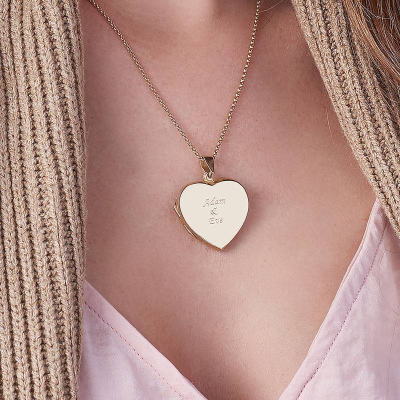Engraved Heart Locket Necklace in 18ct Gold Plating-3 product photo