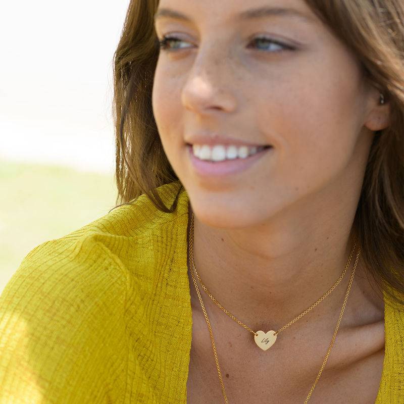 Heart Necklace with Engraving in 18ct Gold Plating-3 product photo