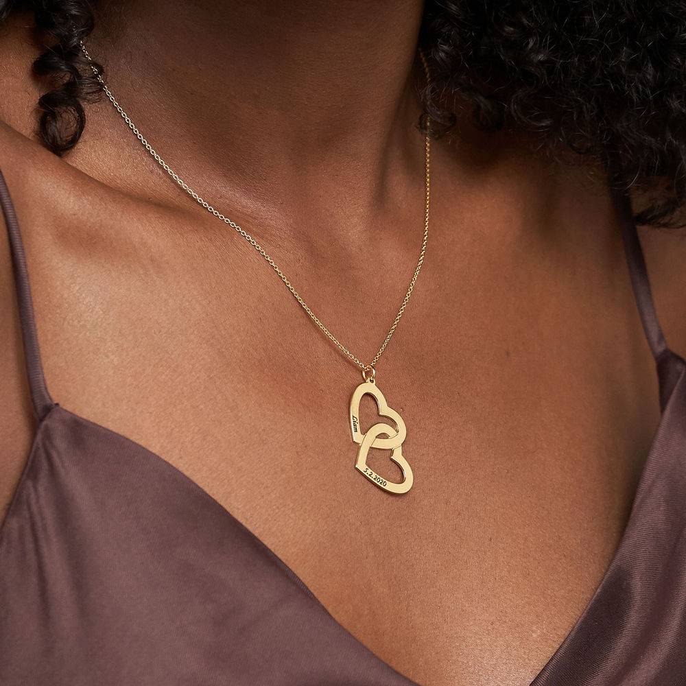 18ct Gold Plated Couples Heart in Heart Necklace-2 product photo