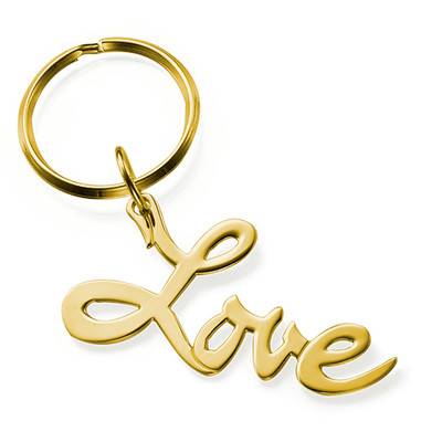 "Love" Nyckelring i 18k Guldplätering-1 produktbilder