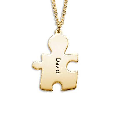 Gold Plated Personalised Couple's Puzzle Necklace product photo