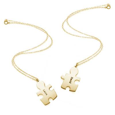 Personalised Couple's Puzzle Necklace in 18ct Gold Plating-4 product photo