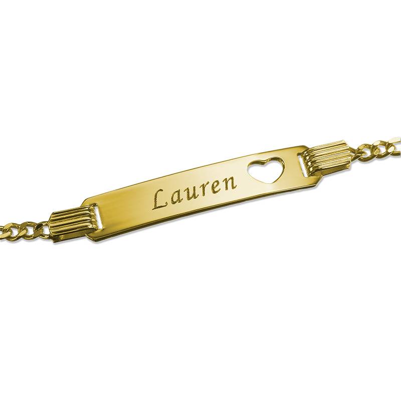 Gravierbares ID-Armband mit Herz für Frauen  - 750er vergoldetes Silber-3 Produktfoto