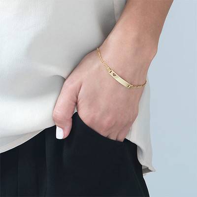 Gravierbares ID-Armband mit Herz für Frauen  - 750er vergoldetes Silber-2 Produktfoto