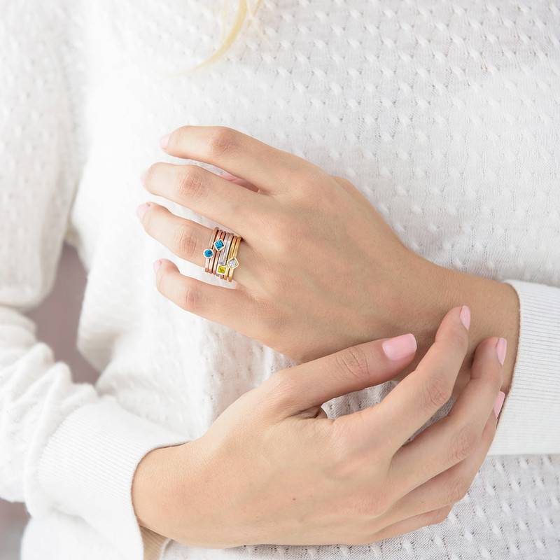 18K Gold Plated Stackable Crystal Clear Rhombus Ring-2 product photo