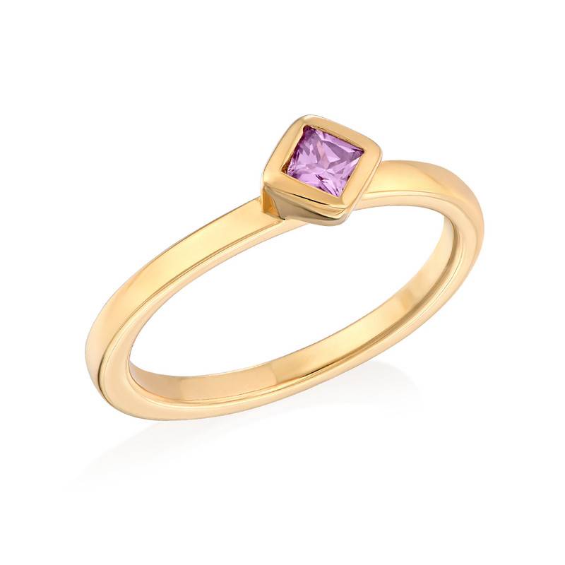 18K Gold Plated Stackable Misty Rose Rhombus Ring product photo