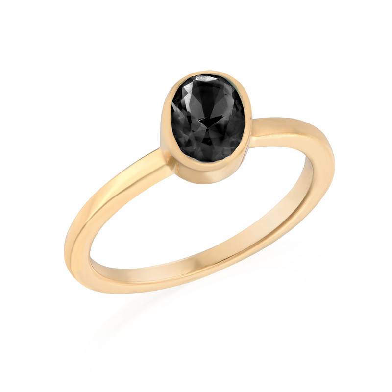 18K Gold Plated Stackable Oval Shock Black Ring product photo