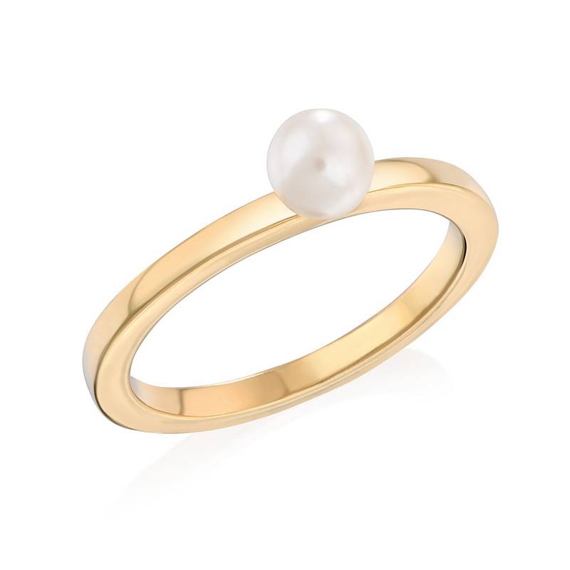 18K Gold Plated Stackable Pearl Ring product photo