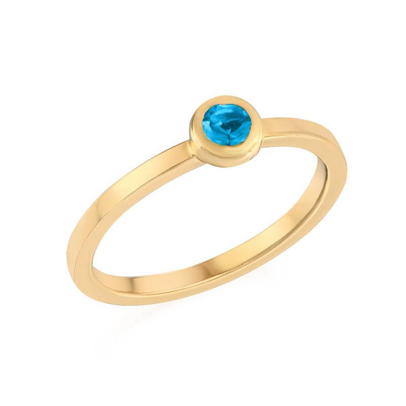 18K Gold Plated Stackable Round Blue Lagoon Ring product photo