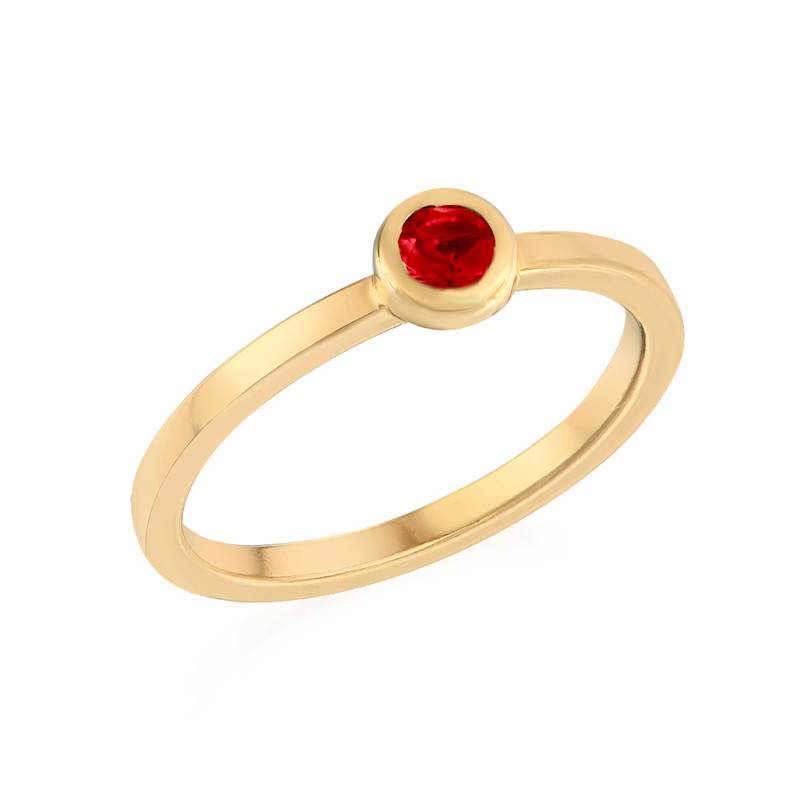 18K Gold Plated Stackable Round Ruby Red Ring product photo