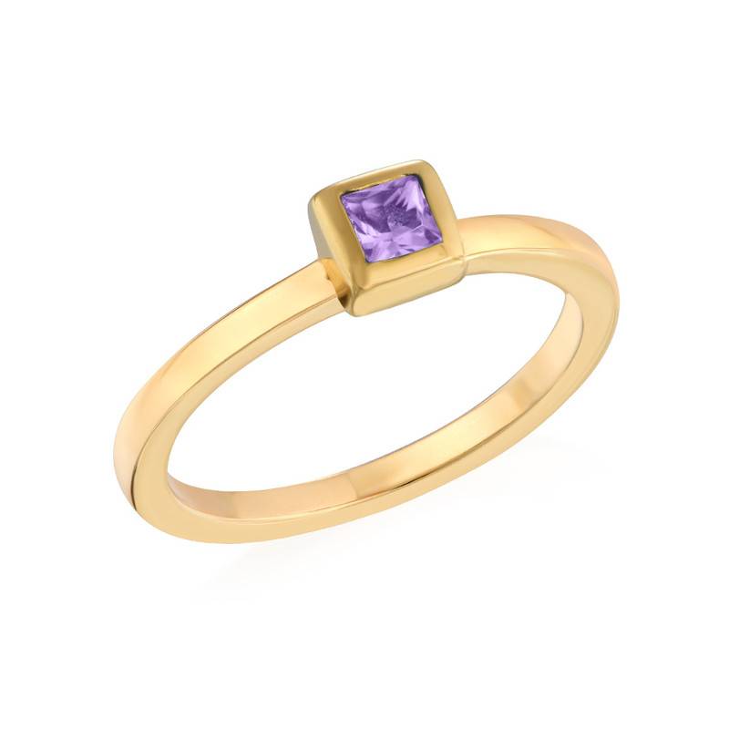 18K Gold Plated Stackable Square Lavender Scents Ring product photo